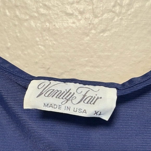 VANITY FAIR Vtg Size Xl Navy Blue Chiffon Nylon Below Knee 90s Y2K - Picture 3 of 8